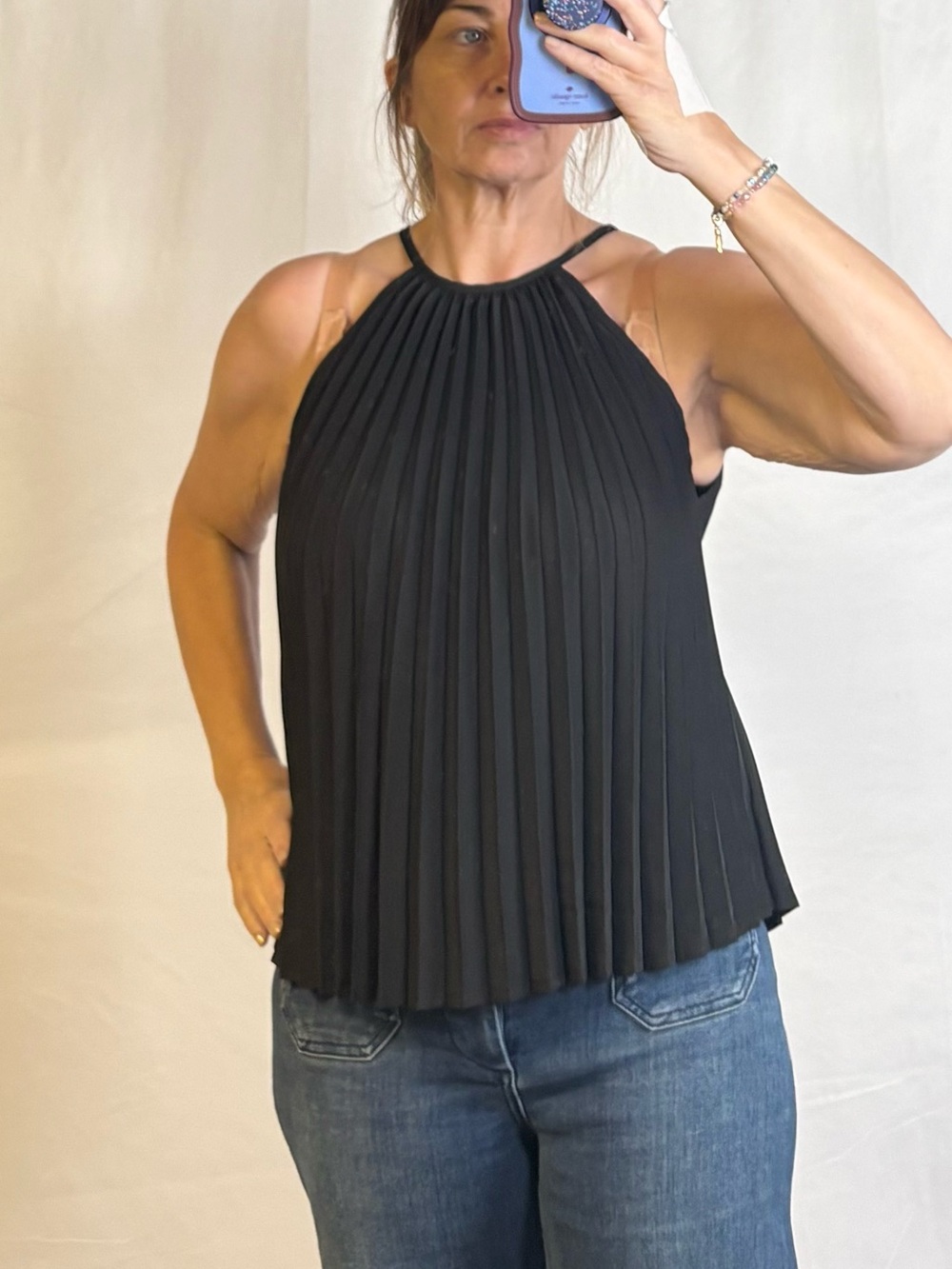 Pleated Halter Neck Camisole - Black